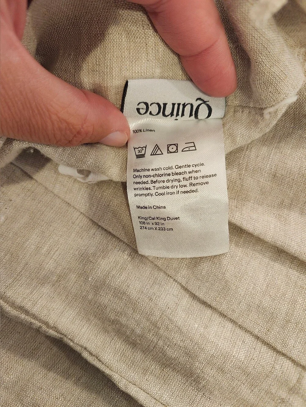 Quince European Linen King Duvet Natural Chambray EUC